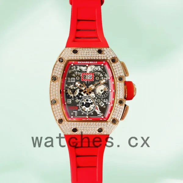 Richard Mille RM011 RM011-022 Around 45mm Men Transparent Dial Rubber Band - Image 2