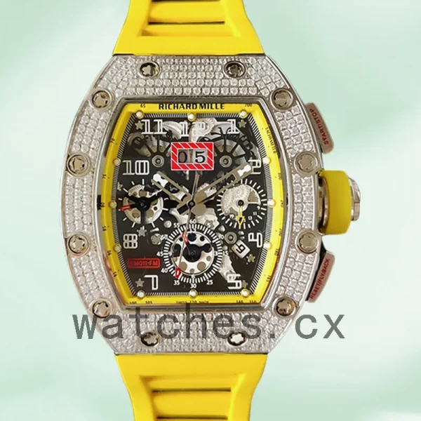 Richard Mille RM011 Around 45mm Men RM011-025 Silver-tone Transparent Dial