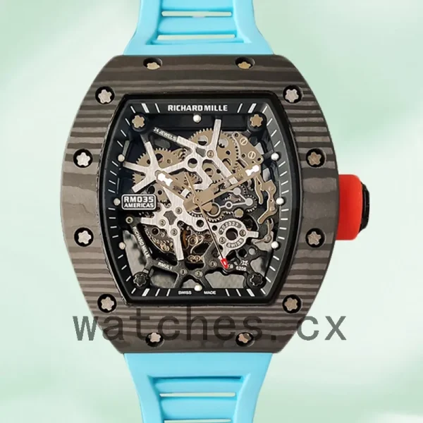 Richard Mille RM35 Men Around 48*40mm RM35-030 Skeleton Dial Black-tone