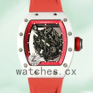 Richard Mille RM055 Around 50*43mm Men RM055-009 White Rubber Band