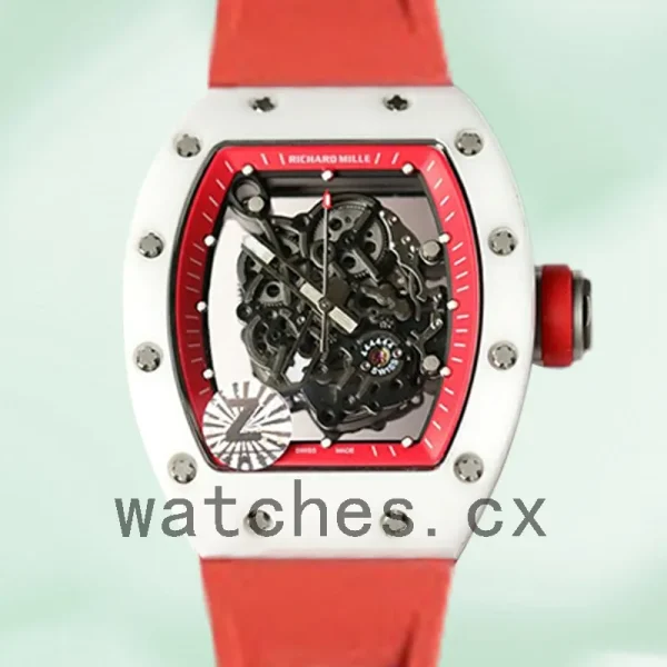 Richard Mille RM055 Around 50*43mm Men RM055-009 White Rubber Band