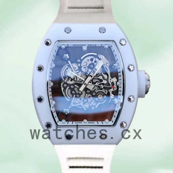 Richard Mille RM055 Around 50*43mm Men RM055-014 Transparent Dial Rubber Band