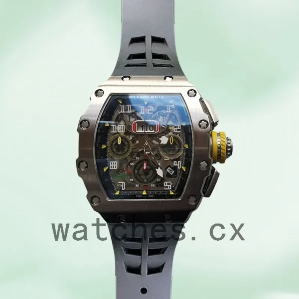Richard Mille RM011 Around 50*40mm RM011-004 Men Transparent Dial Black - Image 2
