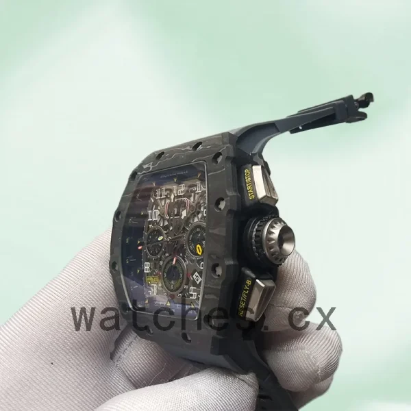Richard Mille RM011 Around 50*40mm RM011-004 Men Transparent Dial Black - Image 3