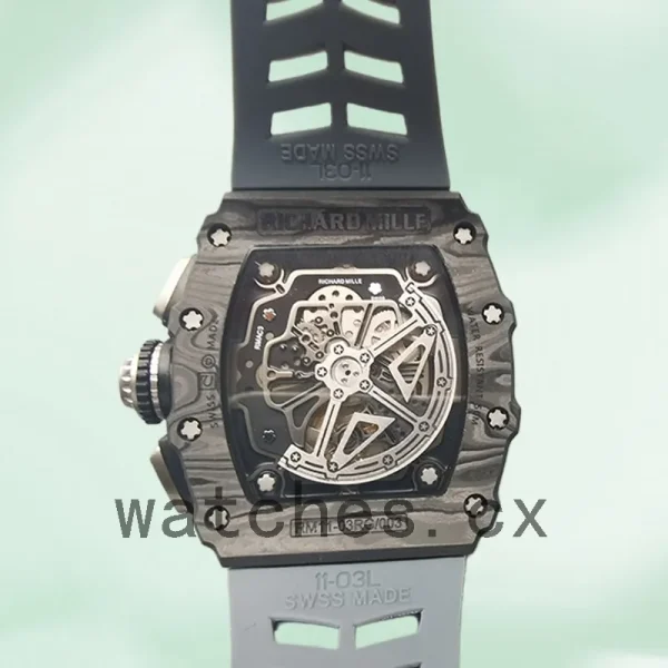 Richard Mille RM011 Around 50*40mm RM011-004 Men Transparent Dial Black - Image 4