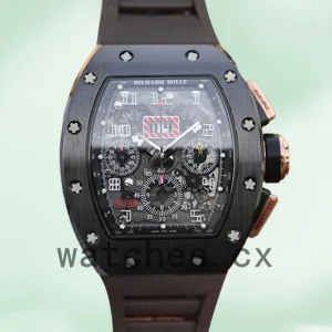 Richard Mille RM011 Men Around 50*40mm RM011-005 Rubber Band Transparent Dial