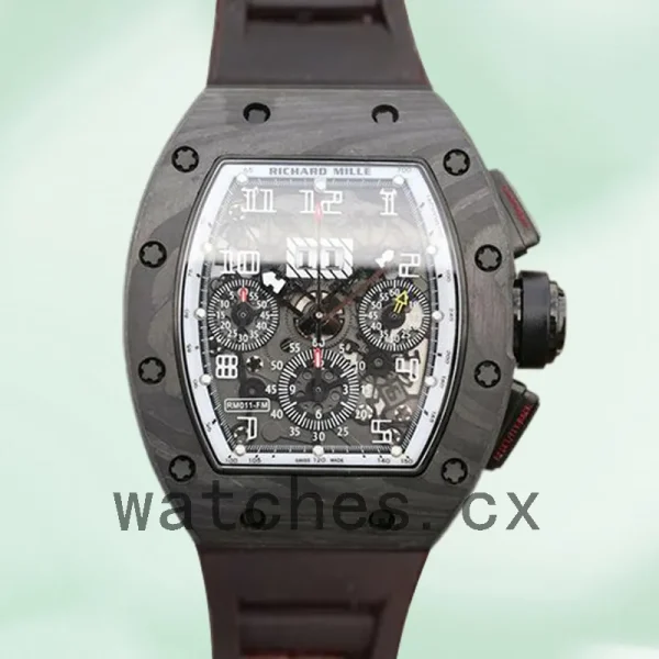 Richard Mille RM011 Men RM011-011 Around 50*42mm Transparent Dial Rubber Band