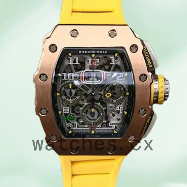 Richard Mille RM11-03 RM11-03-001 Around 50*40mm Men Transparent Dial Rubber Band