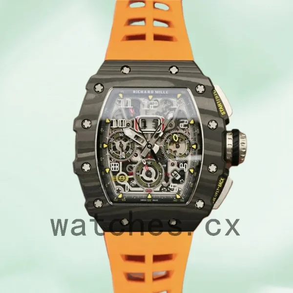 Richard Mille RM11-03 Men Around 50*40mm RM11-03-003 Black Rubber Band - Image 2
