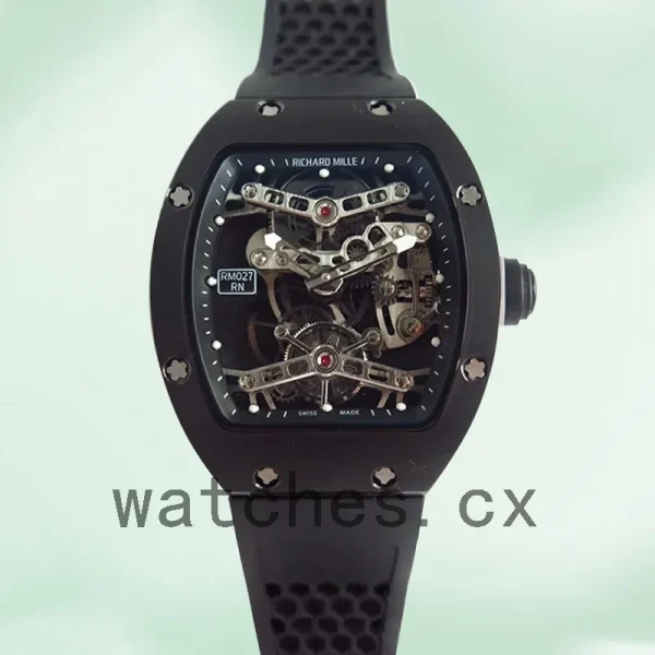Richard Mille RM027 Men Around 50*42mm RM027-001 Black Rubber Band - Image 2