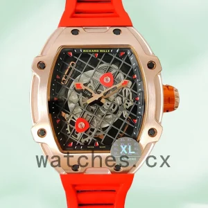 Richard Mille RM27-04 RM27-04-010 Around 38*48mm Men Rubber Band Rose Gold-tone