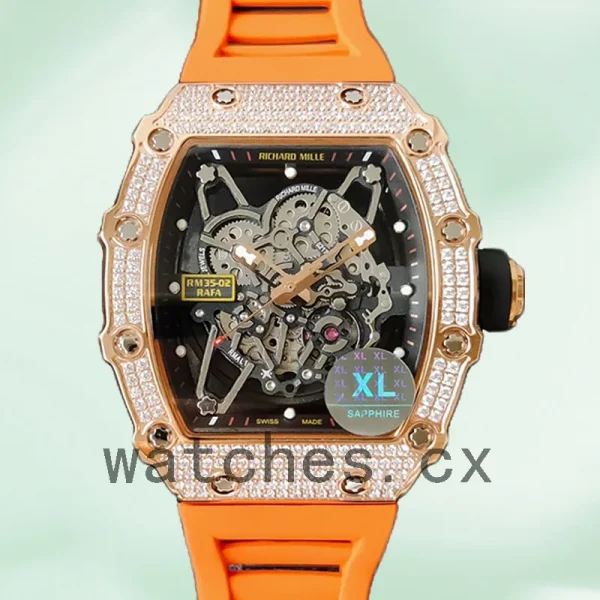 Richard Mille RM35-02 Men Around 45mm RM35-02-026 Rubber Band Rose Gold-tone