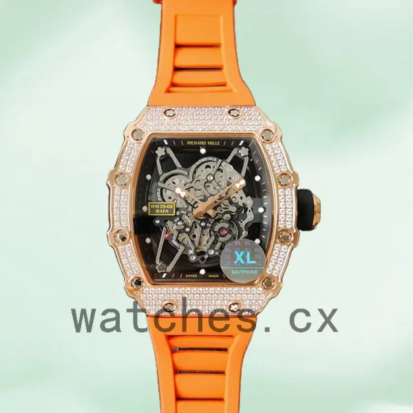 Richard Mille RM35-02 Men Around 45mm RM35-02-026 Rubber Band Rose Gold-tone - Image 2