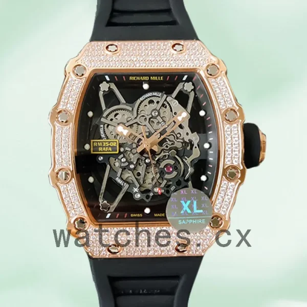 Richard Mille RM35-02 RM35-02-027 Around 45mm Men Transparent Dial Rubber Band