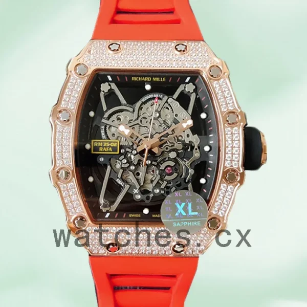 Richard Mille RM35-02 Around 45mm Men RM35-02-031 Rose Gold-tone Rubber Band