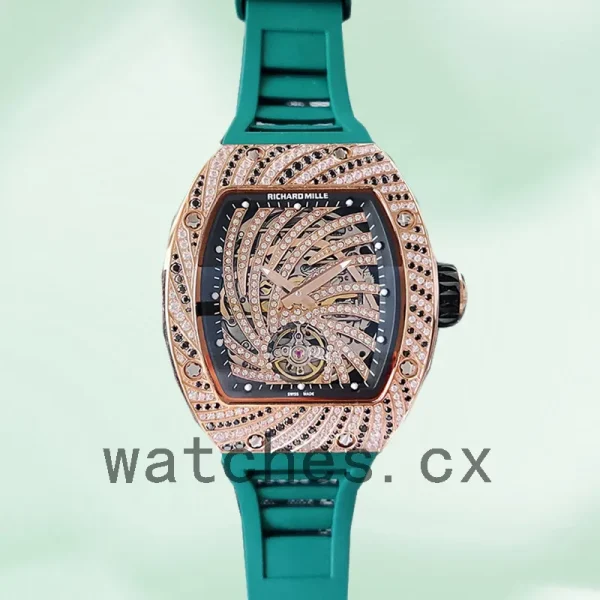 Richard Mille RM51-02 Around 48*40mm RM51-02-009 Ladies Diamond Paved Dial Rubber Band - Image 5