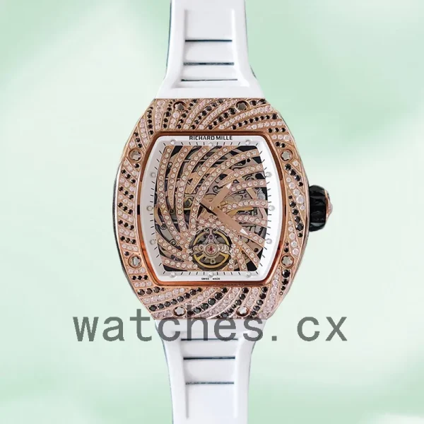 Richard Mille RM51-02 Around 48*40mm RM51-02-009 Ladies Diamond Paved Dial Rubber Band - Image 4