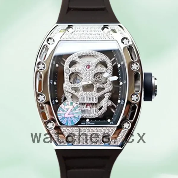 Richard Mille RM052 Around 50*42mm RM052-001 Men Diamonds Skull Dial
