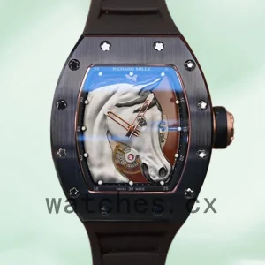 Richard Mille RM52-02 Men Around 50*41mm RM52-02-001 Horse Head Skeleton Dial Rubber Band