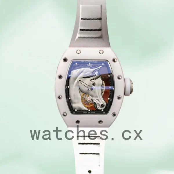 Richard Mille RM52-02 RM52-02-007 Around 50*42mm Men Horse Head Skeleton Dial Rubber Band - Image 2