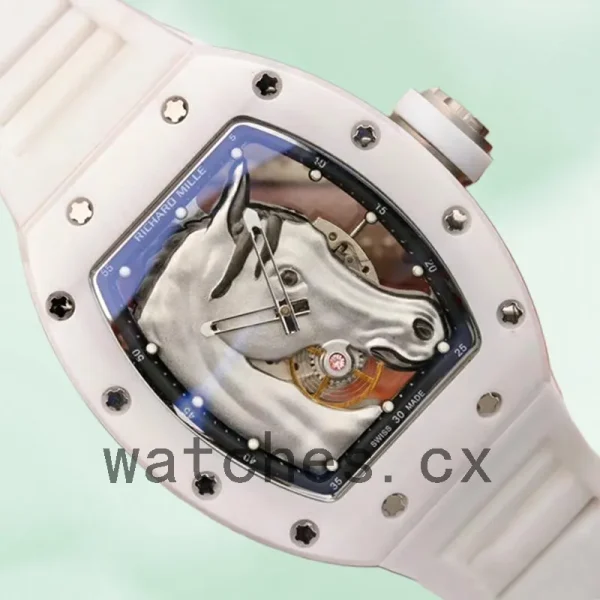 Richard Mille RM52-02 RM52-02-007 Around 50*42mm Men Horse Head Skeleton Dial Rubber Band - Image 3
