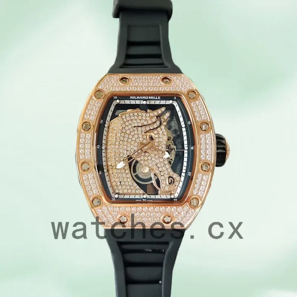 Richard Mille RM52-02 Around 43mm Men RM52-02-009 Rose Gold-tone/Silver-tone Rubber Band - Image 2