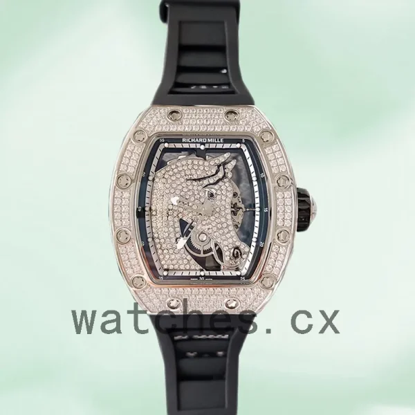 Richard Mille RM52-02 Around 43mm Men RM52-02-009 Rose Gold-tone/Silver-tone Rubber Band - Image 5