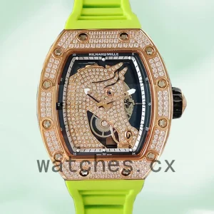 Richard Mille RM52-02 Men Around 43mm RM52-02-010 Rubber Band Rose Gold-tone/Silver-tone