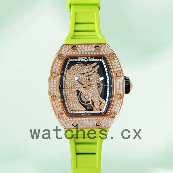 Richard Mille RM52-02 Men Around 43mm RM52-02-010 Rubber Band Rose Gold-tone/Silver-tone - Image 2