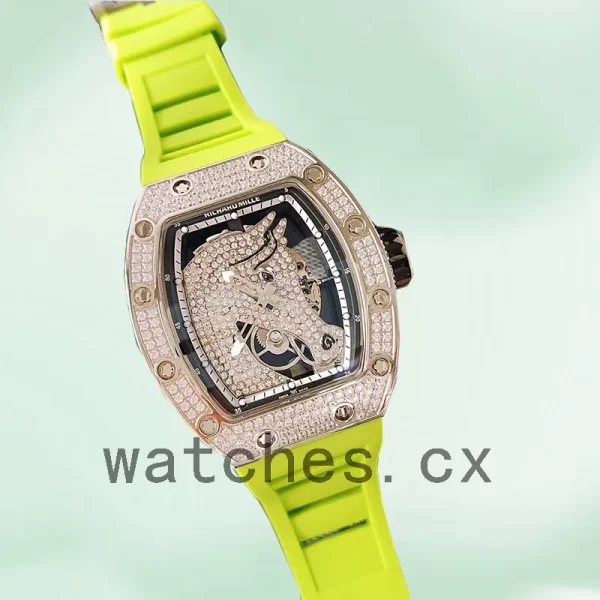 Richard Mille RM52-02 Men Around 43mm RM52-02-010 Rubber Band Rose Gold-tone/Silver-tone - Image 4
