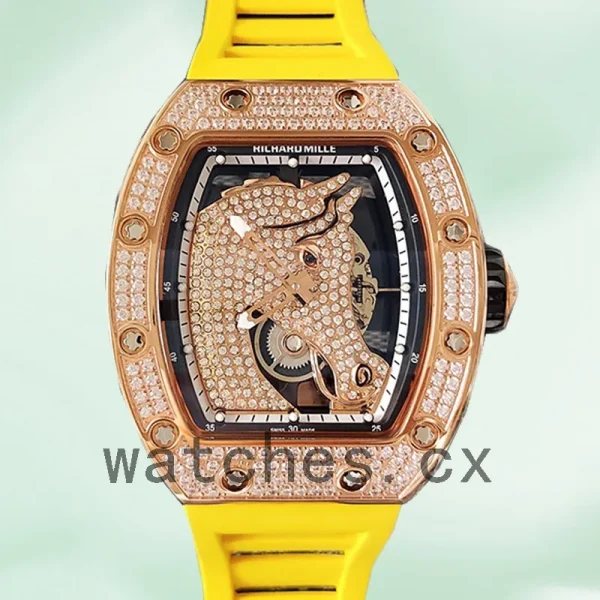 Richard Mille RM52-02 Men RM52-02-011 Around 43mm Rose Gold-tone Horse Dial