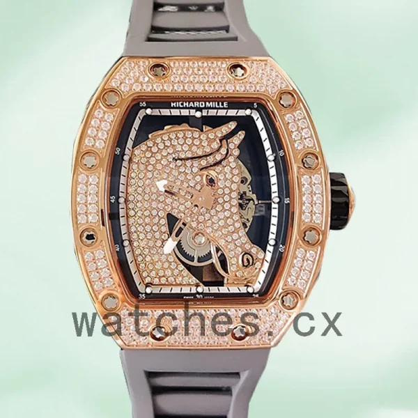 Richard Mille RM52-02 RM52-02-012 Around 43mm Men Rubber Band Horse Dial