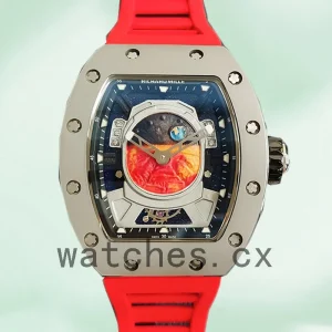Richard Mille RM52-05 RM52-05-006 Around 50*42mm Men Silver-tone Rubber Band