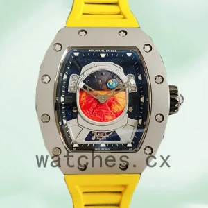 Richard Mille RM52-05 Around 50*42mm Men RM52-05-008 Silver-tone Rubber Band