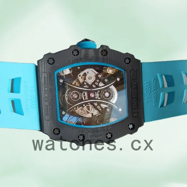 Richard Mille RM53-01 RM53-01-001 Around 50*40mm Men Rubber Band Transparent Dial - Image 4