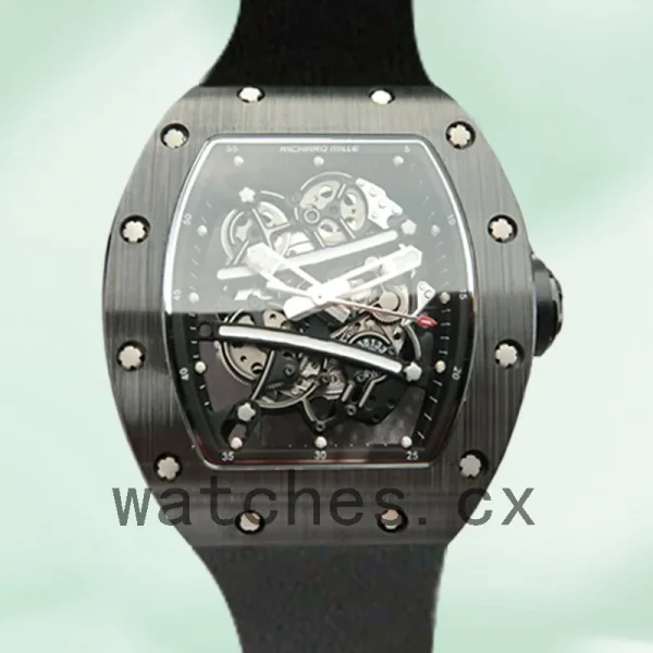Richard Mille RM061 Men Around 50*40mm RM061-002 Black Rubber Band