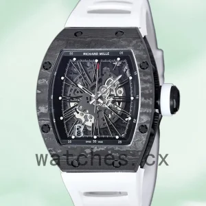 Richard Mille RM 010 RM 010-011 50*42mm Men Black Rubber Band