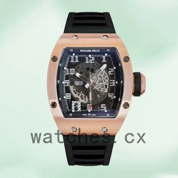 Richard Mille RM010 Around 50*40mm Men RM010 Rose Gold-tone Rubber Band - Image 2