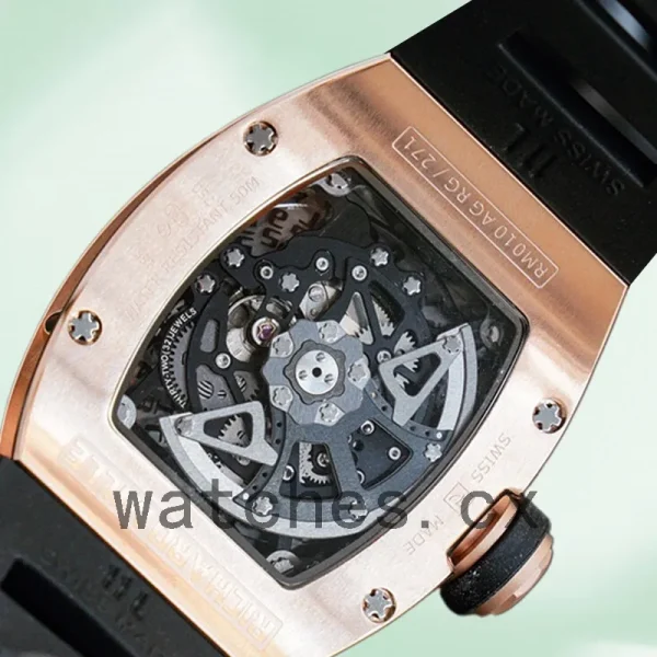 Richard Mille RM010 Around 50*40mm Men RM010 Rose Gold-tone Rubber Band - Image 4