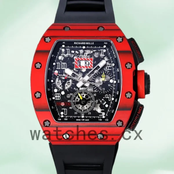 Richard Mille RM 011 Men 50*40mm RM 011-033 Red Rubber Band