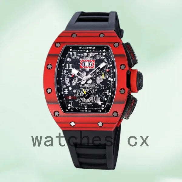 Richard Mille RM 011 Men 50*40mm RM 011-033 Red Rubber Band - Image 2