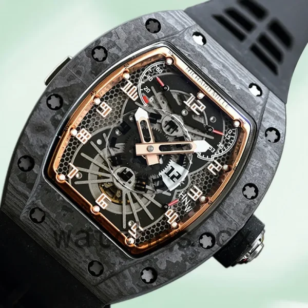 Richard Mille RM022 RM022 Men Around 50*40mm Rubber Band Black - Image 4