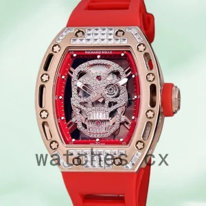 Richard Mille RM 052 RM 052-012 50*42mm Men Diamonds Skull Dial Rubber Band