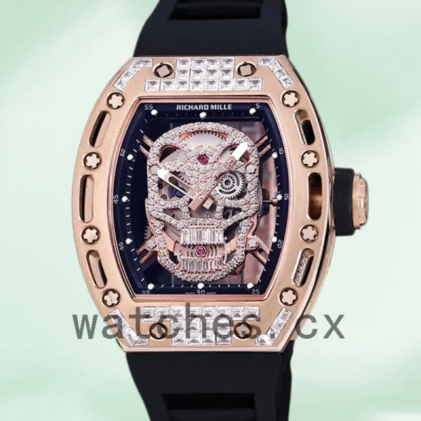 Richard Mille RM 052 Men RM 052-014 50*42mm Diamonds Skull Dial Automatic