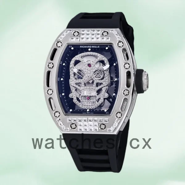 Richard Mille RM 052 RM 052-016 Men 50*42mm Silver Rubber Band - Image 2
