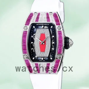 Richard Mille RM 07-01 31*45mm RM 07-01-013 Ladies Silver Red With Diamonds Dial