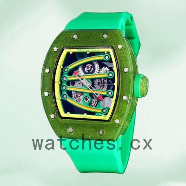 Richard Mille RM 56-01 RM 56-01-003 50*42mm Men Green Rubber Band - Image 2