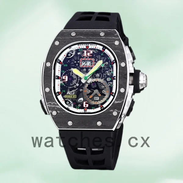 Richard Mille RM 62-01 50*42mm Men RM 62-01-004 Rubber Band Transparent Dial - Image 2