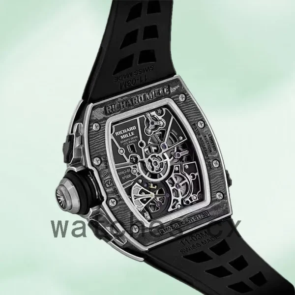 Richard Mille RM 62-01 50*42mm Men RM 62-01-004 Rubber Band Transparent Dial - Image 4