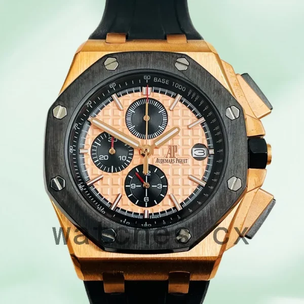 Audemars Piguet Royal Oak Offshore Men's 44mm RoyalOakOffshore015 Rose Gold-tone Rubber Band